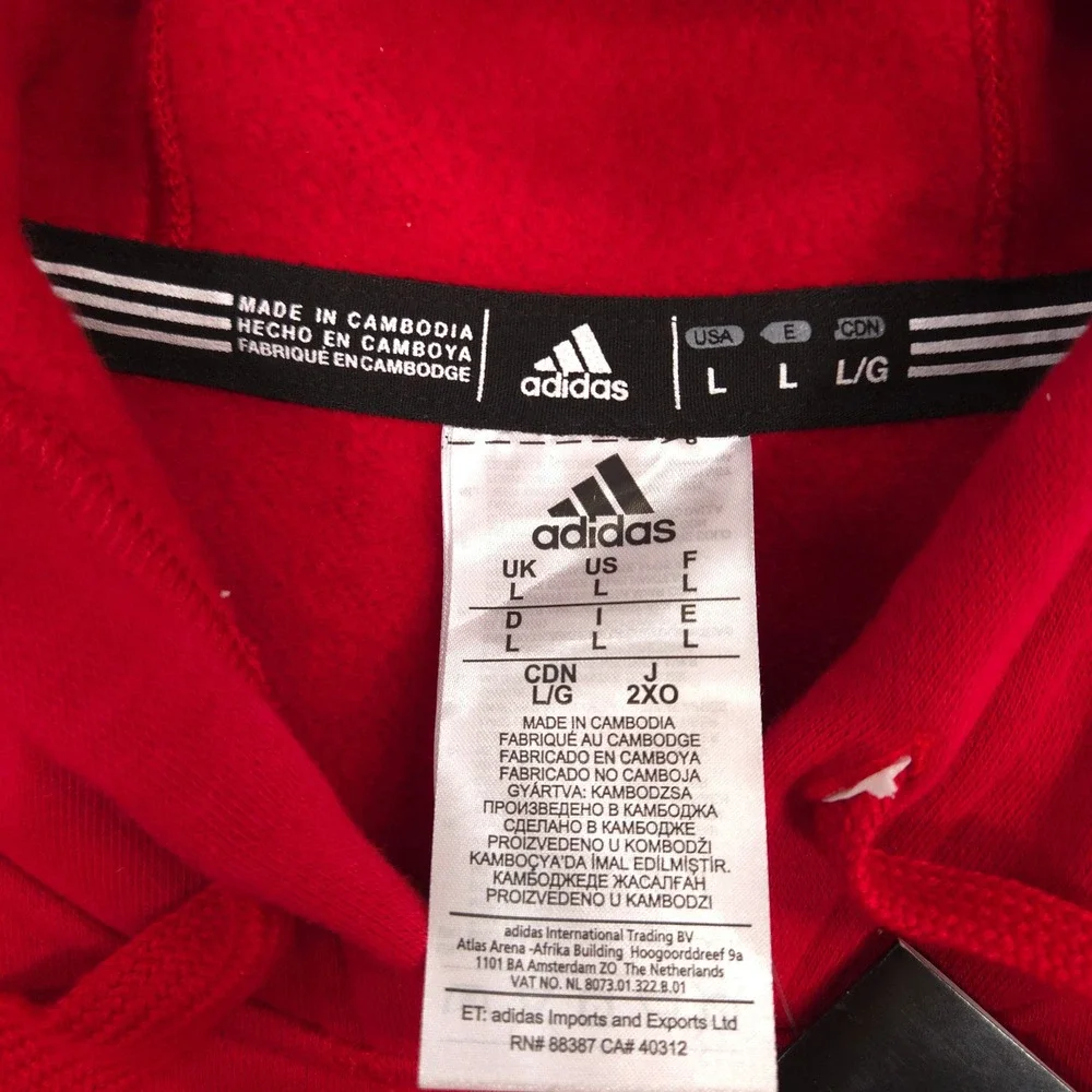 Adidas Fleece Hoodie Mens Large Red North Suburban Wings Hockey Pullover‎ NEW